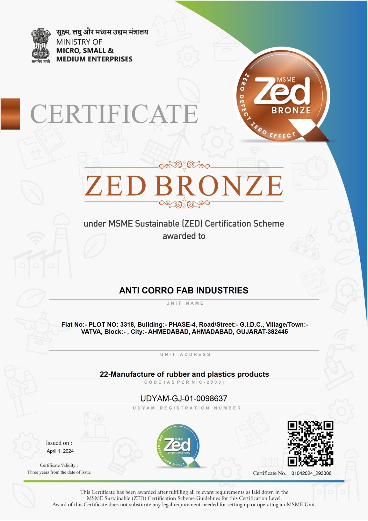 ACFI Bronze certificate