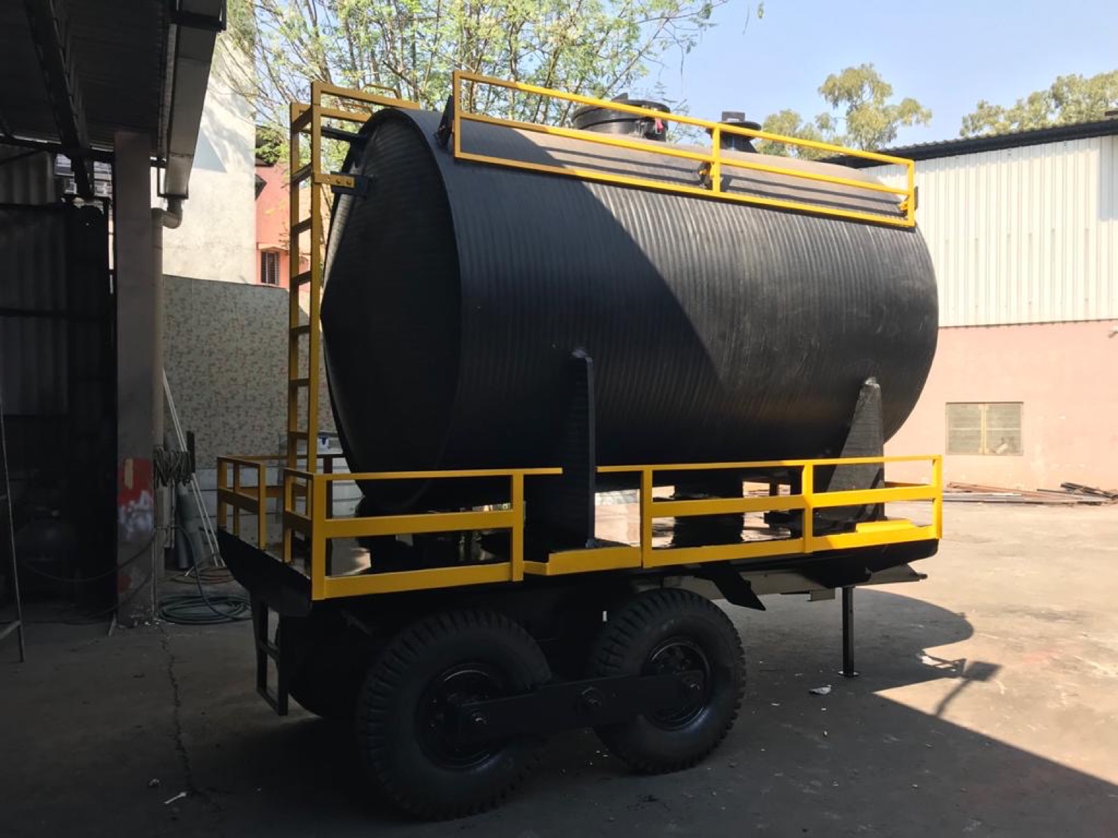 Black HDPE horizontal storage tank