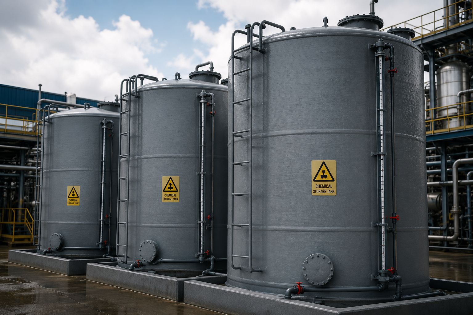 HDPE spiral tanks being manufactured