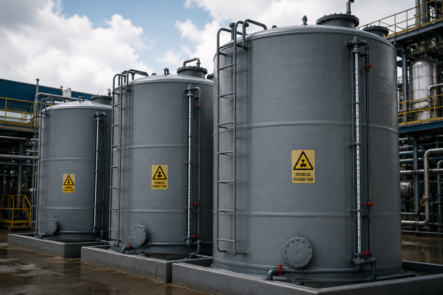 HDPE spiral tanks being manufactured